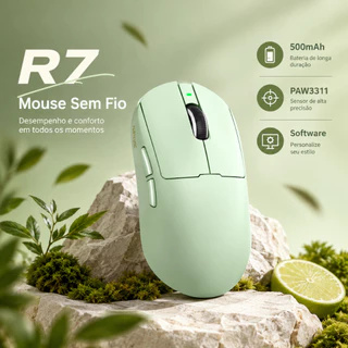 R7 Mouse sem fio Escritório gamer 500mAh 63g PAW3311 BT 2.4G Ergonômico Driver verde Win Mac Android PC computador