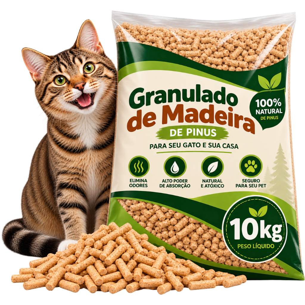 Pacote 10kg Granulado Areia Madeira Pinus Premium Higiênico Pellets ...