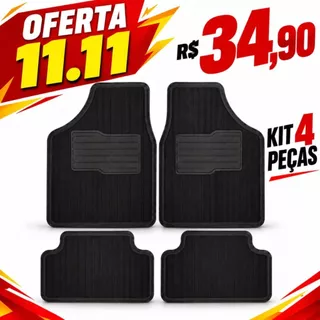 Jogo Tapete Automotivo Universal Borracha Preto 4 Peças Sem Logo Lavável Proteção Para Carro