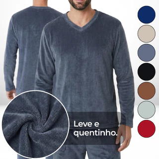 Kit Pijama Masculino Fleece Plush Peluciado Inverno Quentinho em Oferta na Shopee
