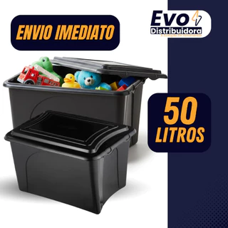 Caixa Organizadora Container 50 Litros Com Trava Preta em Oferta na Shopee