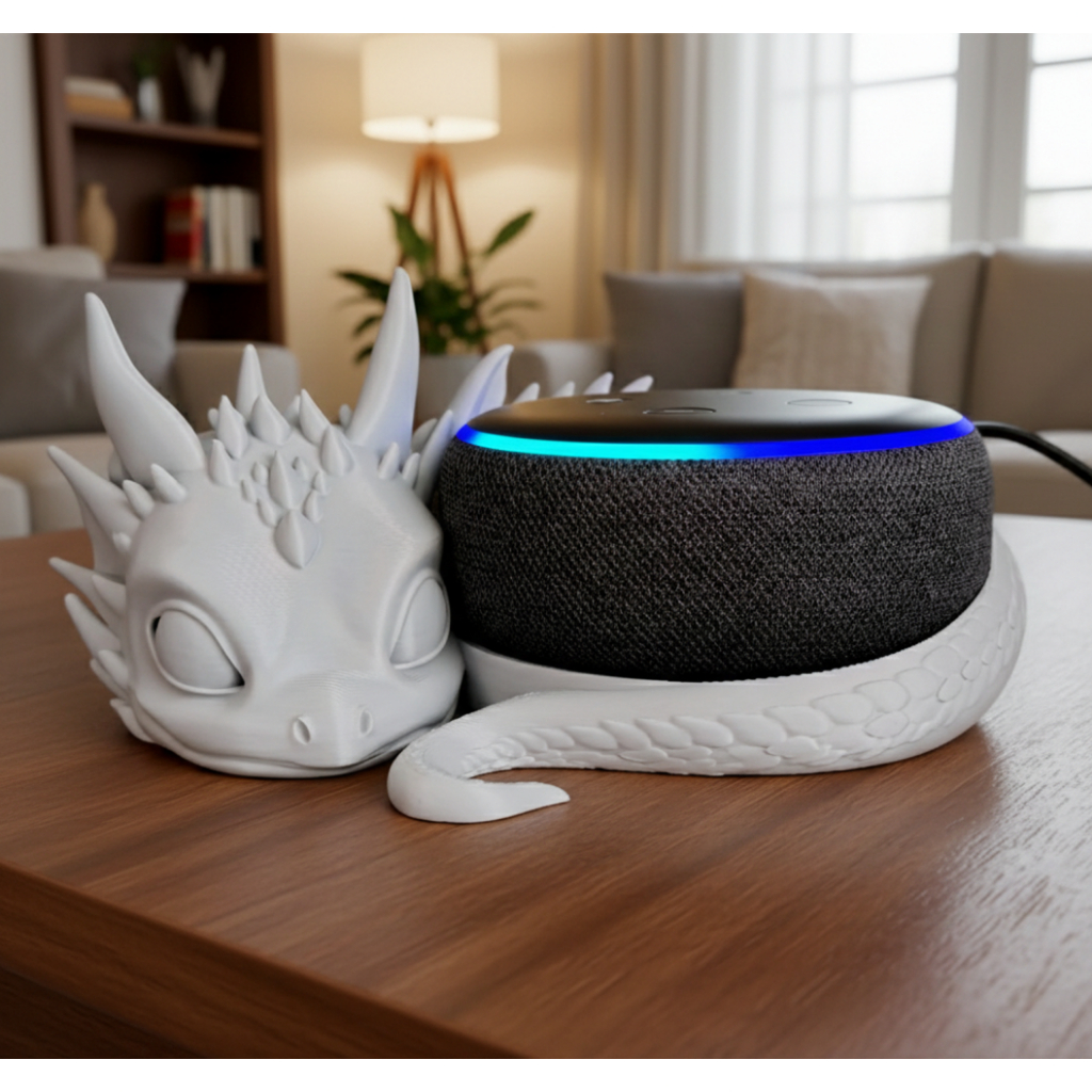 Suporte Alexa Dragão Decorativo – Compatível Echo Dot 3ª Geração – Design Premium