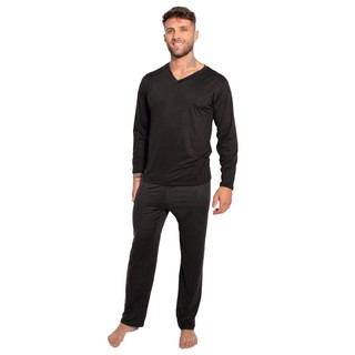Pijama Longo de Inverno Masculino Manga Longa Suede Linha Noite em Oferta na Shopee