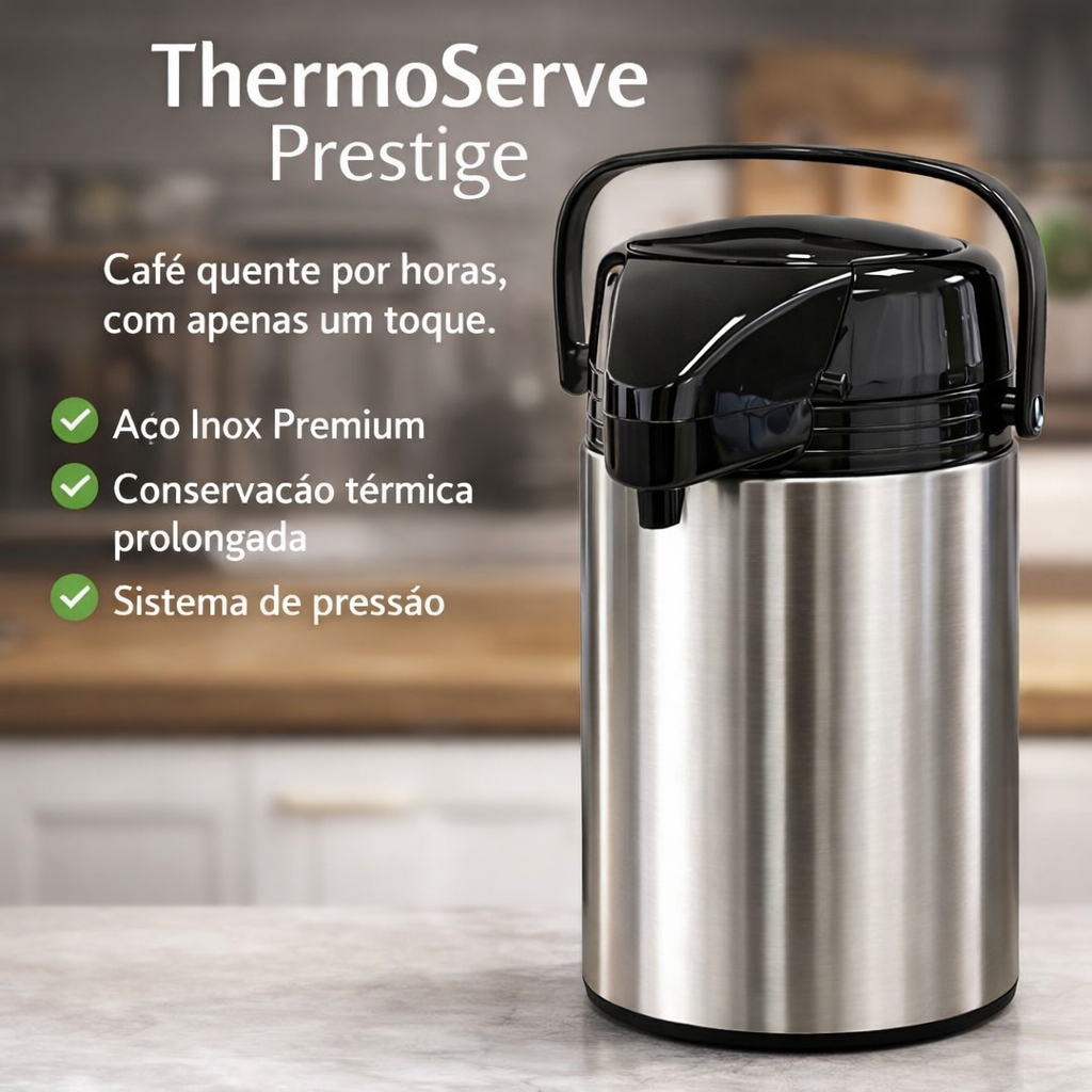 Garrafa Térmica Inox Elegante Sofisticada Capacidade 1,9 Litros