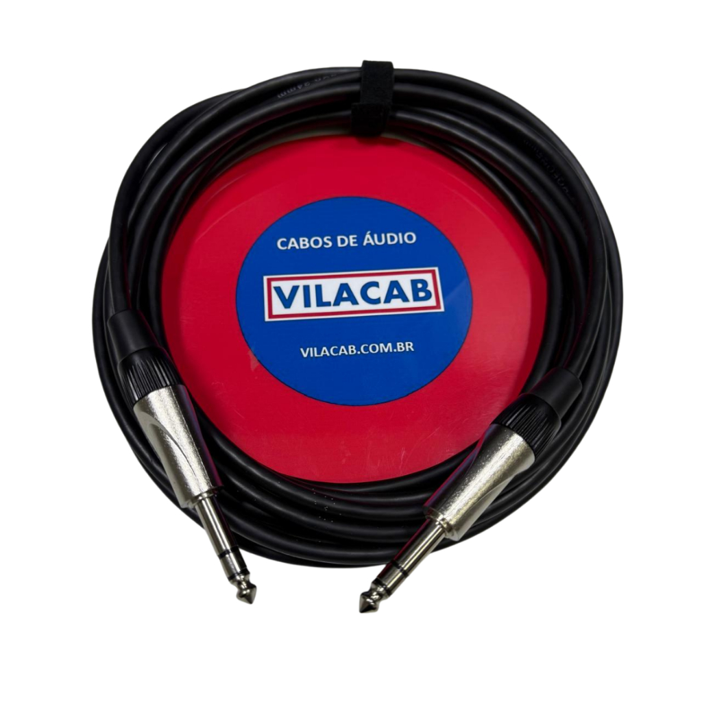 Cabo P10 x P10 Stereo Niquelado Reforçado Profissional Vilacab - Escolha o Tamanho - Trs Áudio Som