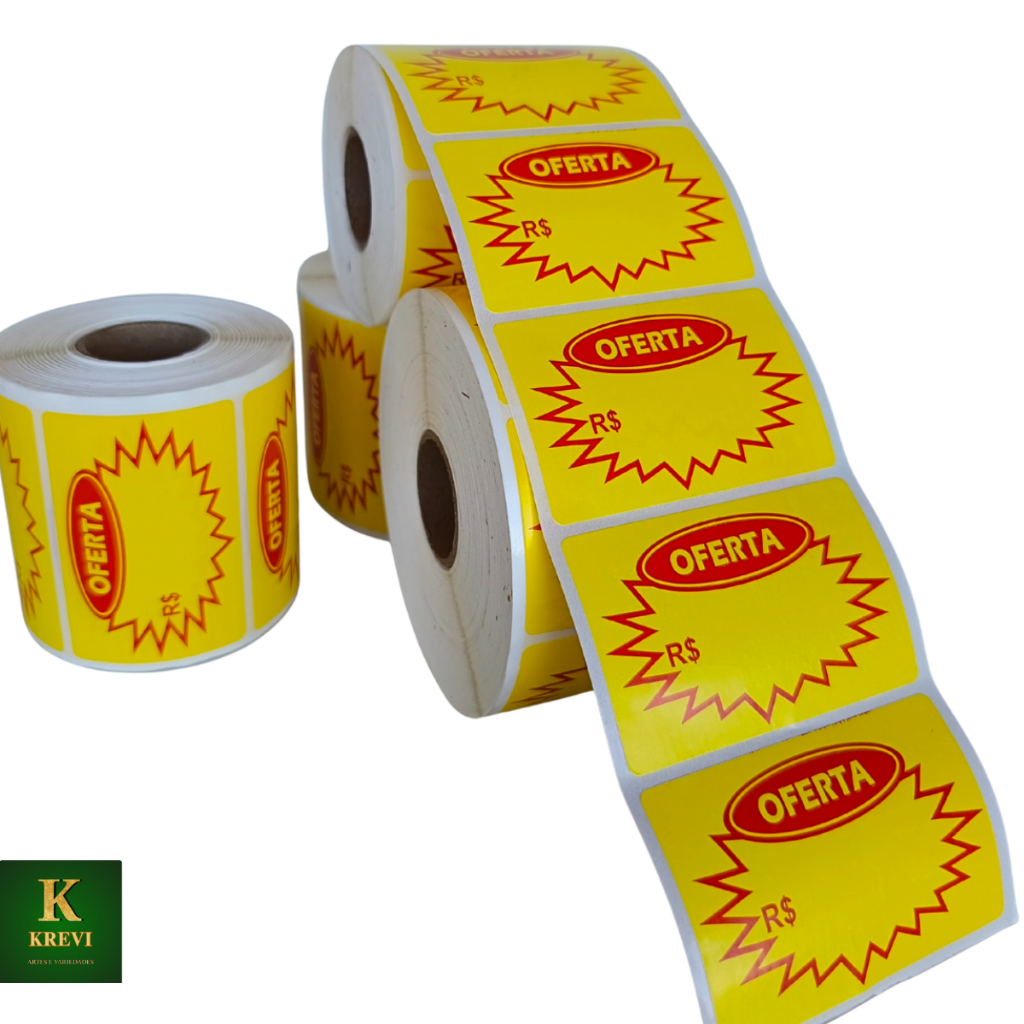 ETIQUETA SPLASH60X40mm AMARELA COM VERMELHA ROLO 500 UNIDADE