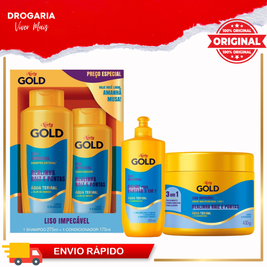 Kits Niely Gold Liso Impecável - Escolha O Seu | Shopee Brasil