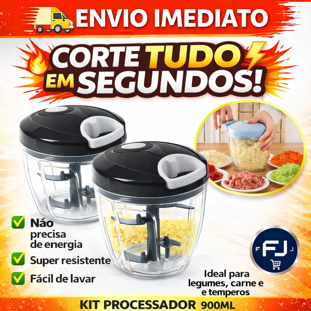 Processador Triturador Manual De Alimentos Moedor Alho Veget