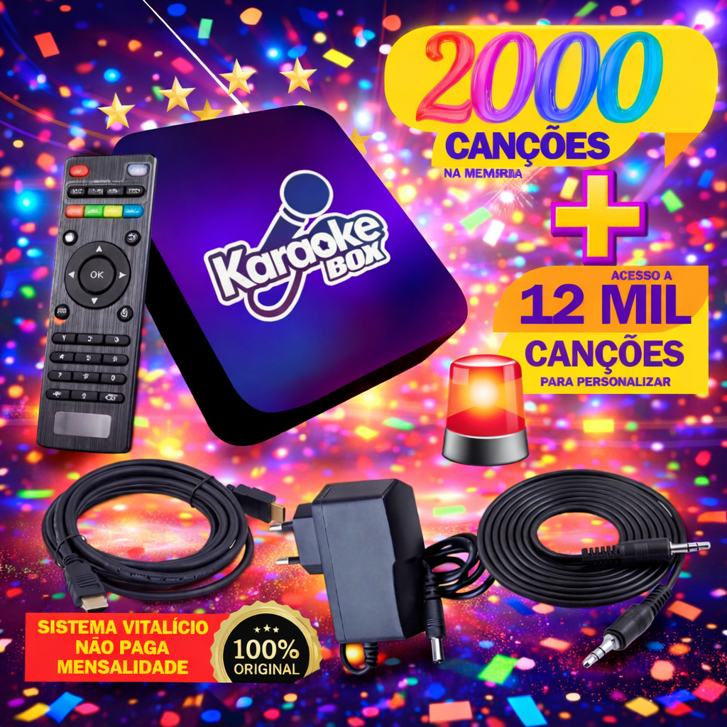 Karaoke Box Videoke Com Pontuação +2Mic + 2000 Canções + 12Mil Musicas ...