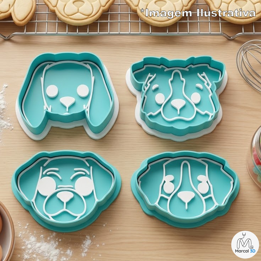 Kit Cortador de Biscoito Cachorros Cachorrinhos PET Molde Biscoito Massinha Confeitaria