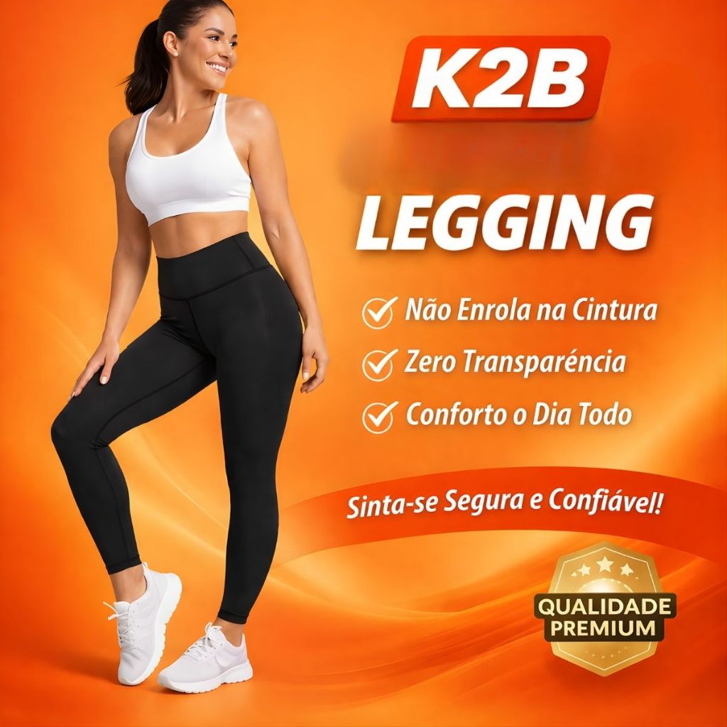 Legging K2B Cintura Alta Modela e Não Desce Zero Transparência | Shopee ...