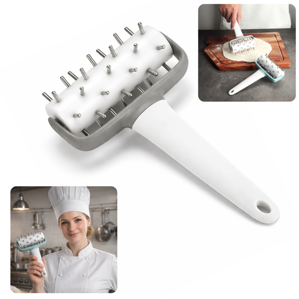 Rolo Furador De Massa Pizza 12cm Pinos Finos Inox Pizzaria P