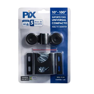 Suporte TV Fixo Universal PIX 10” a 100” Até 80kg LED LCD Monitor Parede Resistente Fácil Instalação
