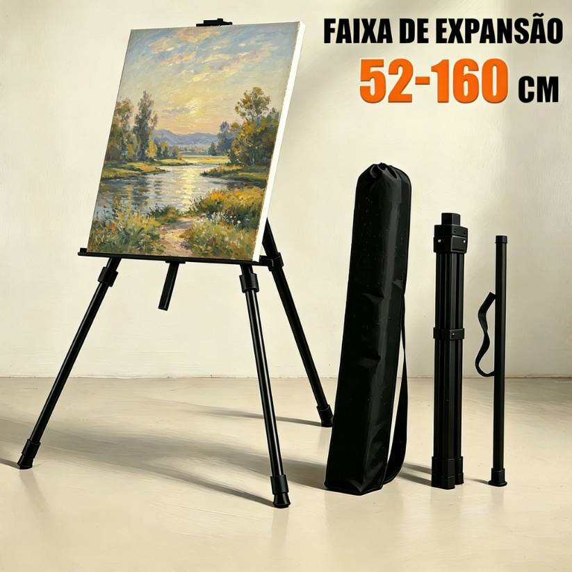Cavalete Tripé de Pintura Profissional 1,60m Dobrável com Bo