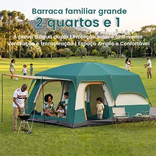 Barraca de Camping Família Grande 310x210x185cm Super Espaçosa para 4 a 6 Pessoas Impermeável UV