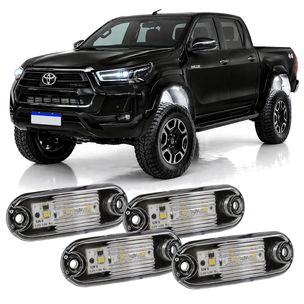 Kit 4 Rock Lights Led Caixa de Roda Enfeite Camionete Luz