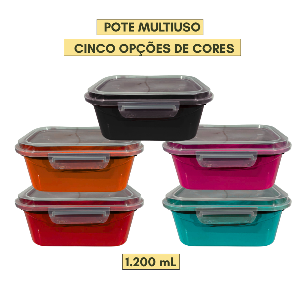 Lancheira Hermética Com Travas 1,200ml Pedreira Utilidades