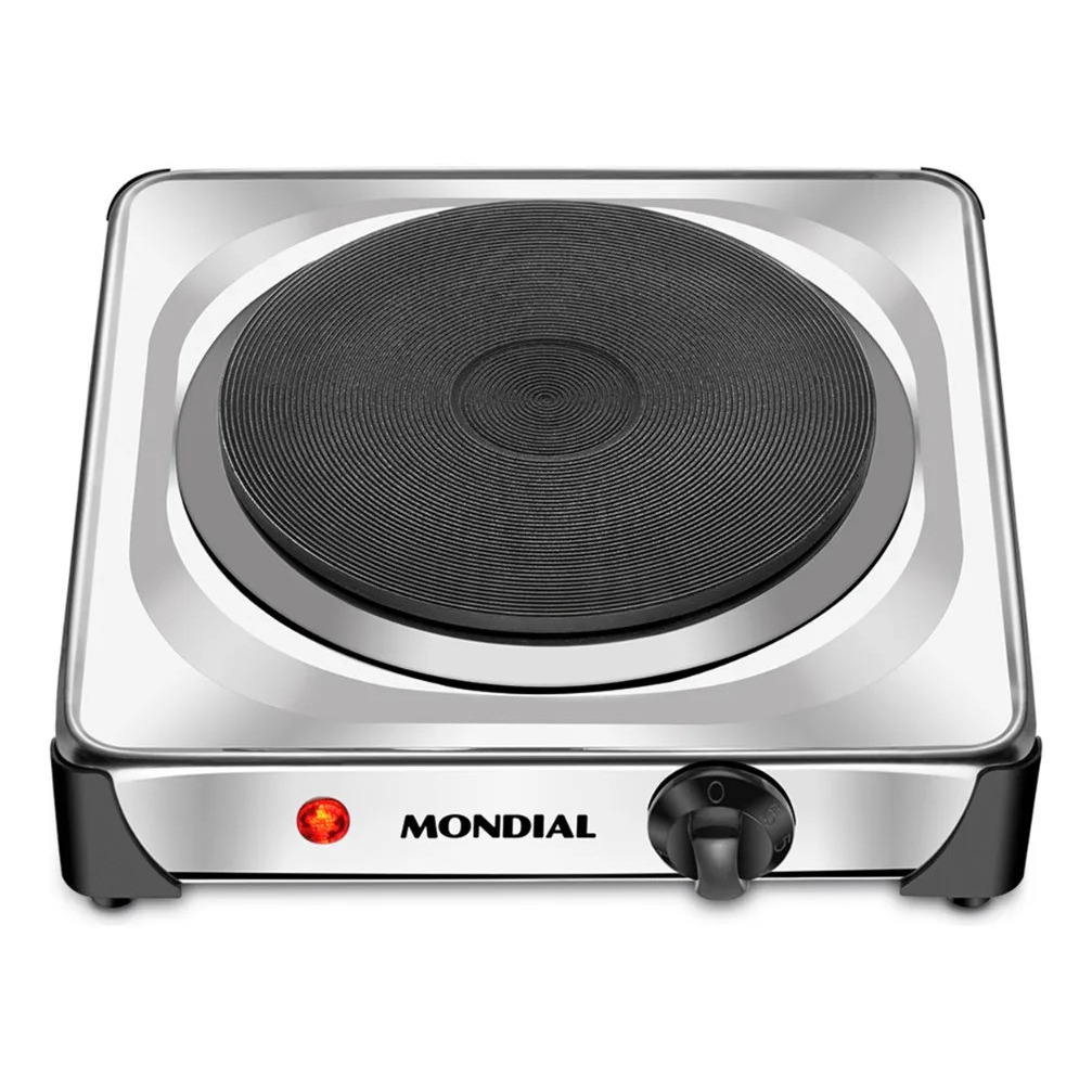 Fogão Elétrico Fast Cook Mondial Inox 1 boca 1000w Fe-04 220v na caixa ...
