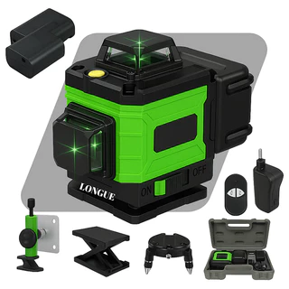Nível Laser Verde 12/16 Linhas - Nivelamento Automático, Base Rotativa, Resistente à Água