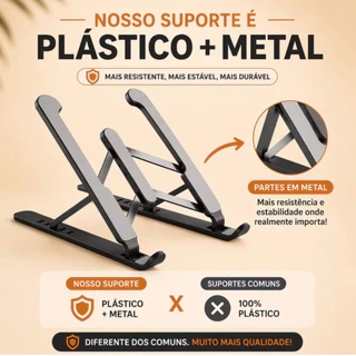 Suporte Base Para Notebook Mesa Apoio Tablet Portátil Com Regulagem Dobrável / Cor Preto