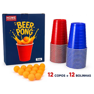 Kit Beer Pong Profissional Completo Com 12 Copos e 12 Bolinhas