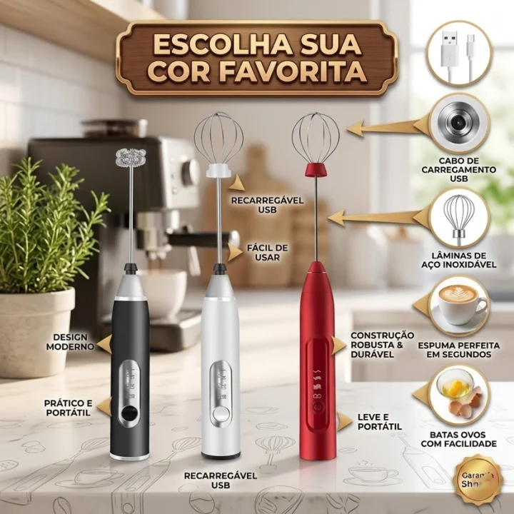 Mini Mixer de Bebidas 2 em 1 Portátil Batedor Misturador Rec