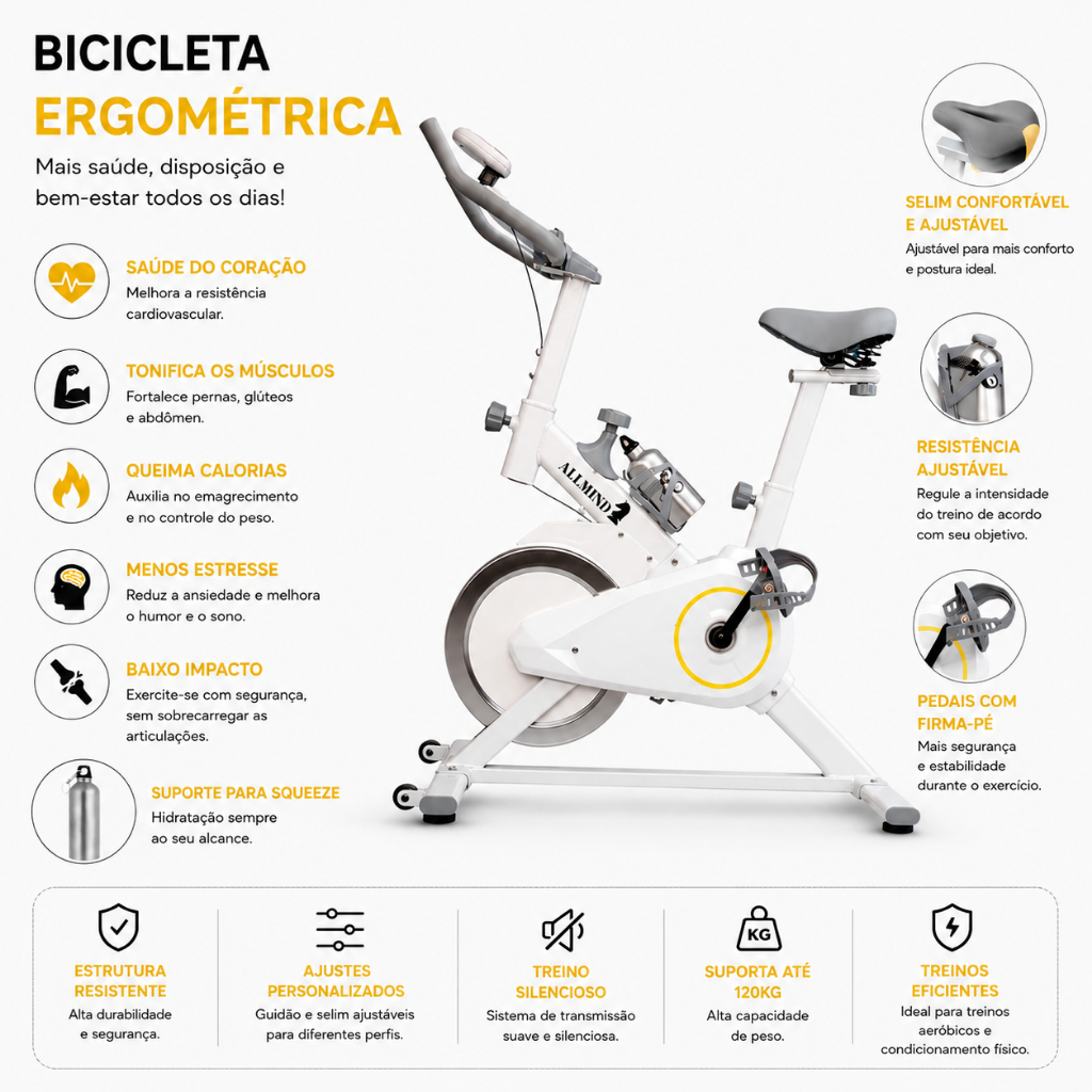 Bicicleta Bike Ergometrica Spinning Academia Fitness Profissional