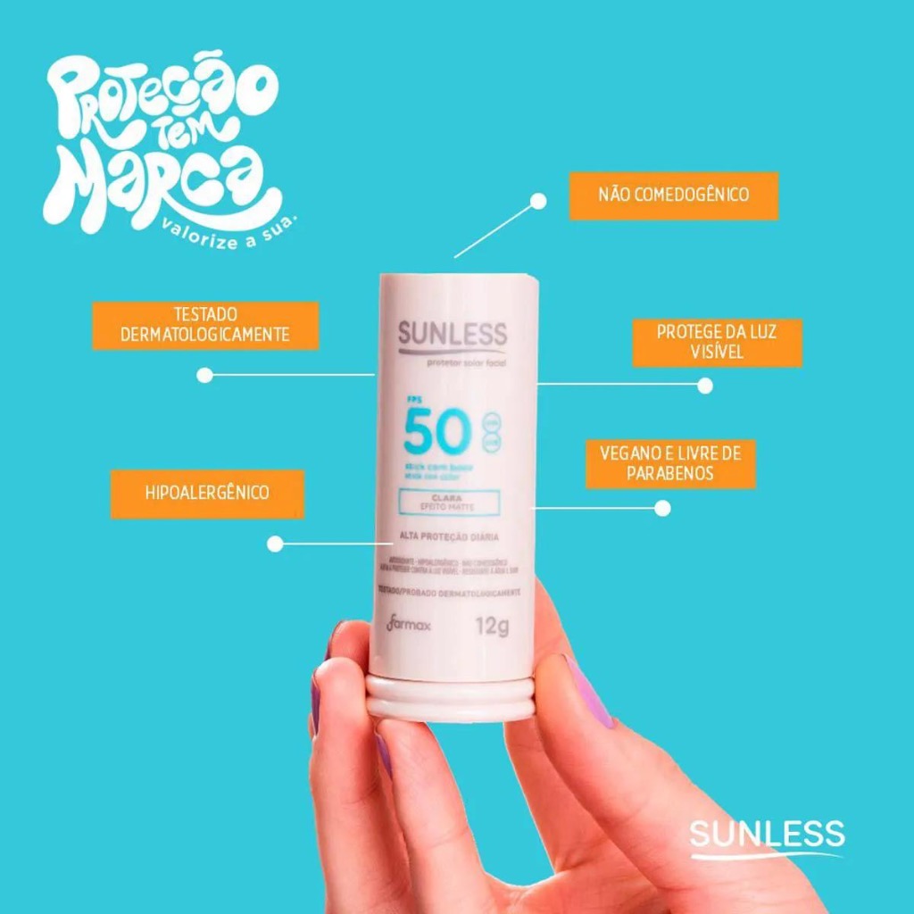 Protetor solar facial em bastão com cor FPS 50, efeito matte — foto 5