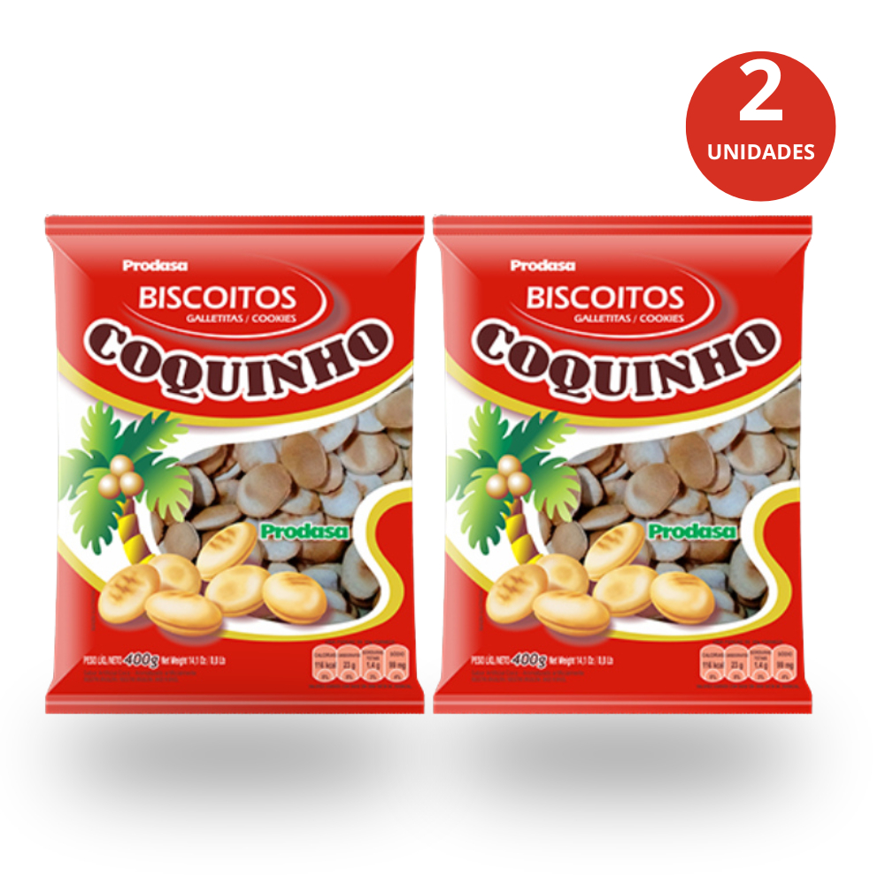 Kit 2x Pacotes Biscoito Coquinho Prodasa 400g