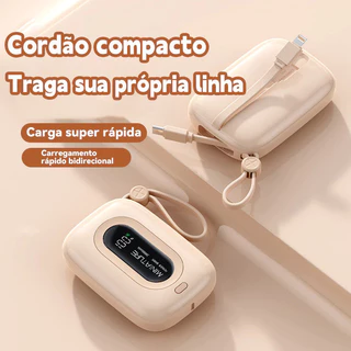 Power Bank 10000mAh Turbo Carregamento Rápido USB Universal Compacto com Display Digital