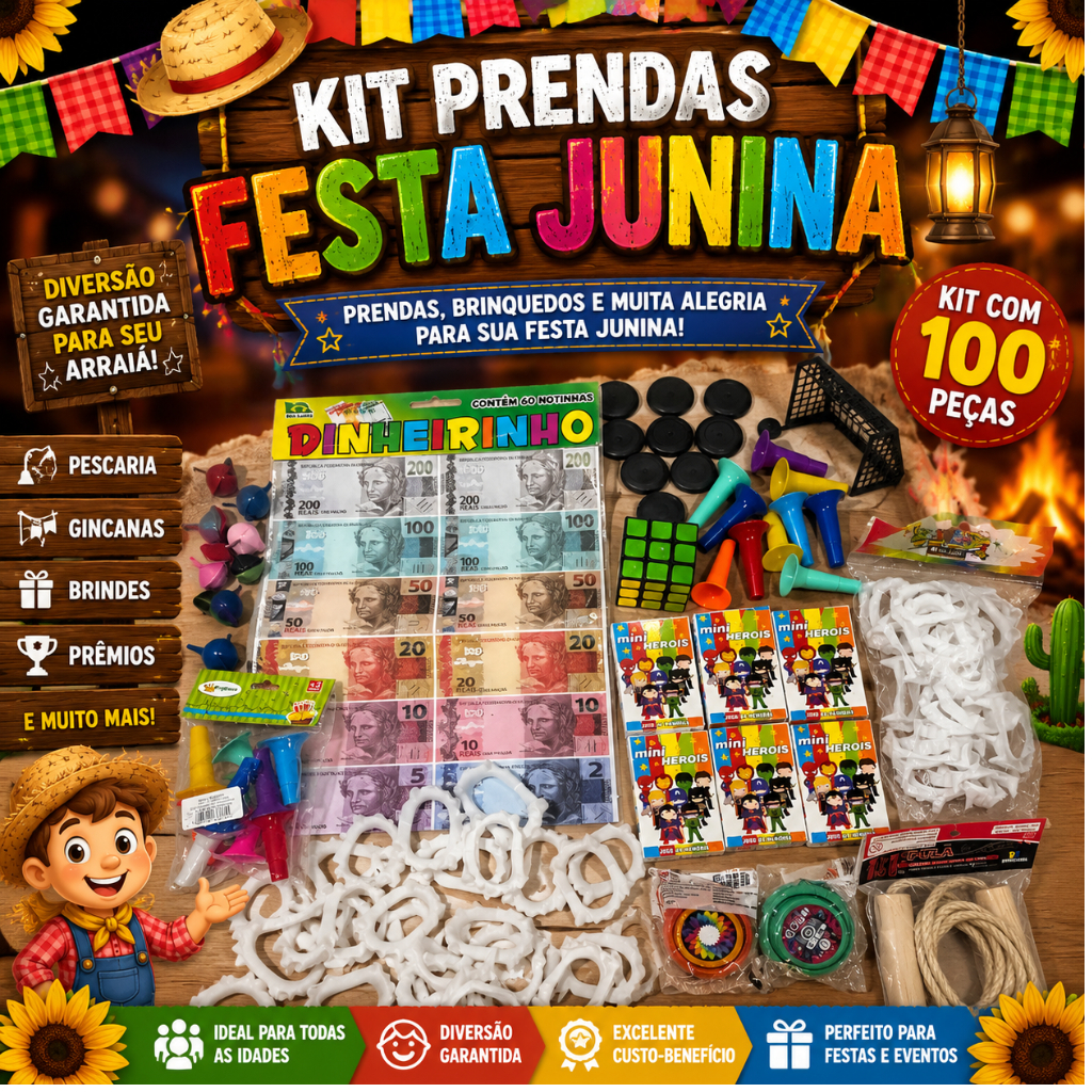 KIT PRENDAS FESTA JUNINA COMPLETO – 102 ITENS | Shopee Brasil