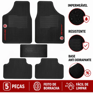 Kit Jogo Tapete Automotivo Carro Borracha Logo Fiat