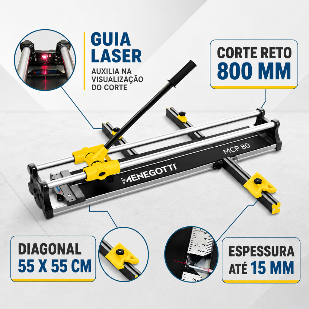 Cortador de Piso Manual Menegotti MCP80 80cm com Guia Laser para