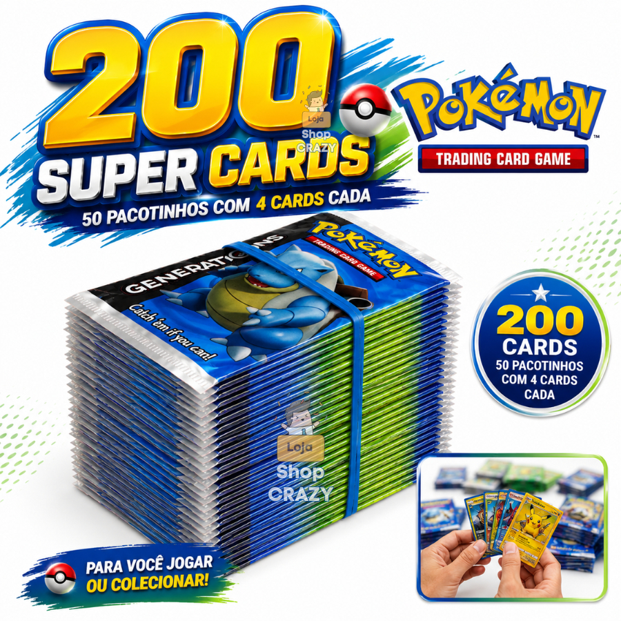 50 Pacotinhos PokeBall | São 200 CARDS e CARTAS | Shopee Brasil