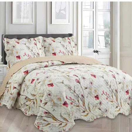 Kit colcha cobre leito king 3 peças estampada