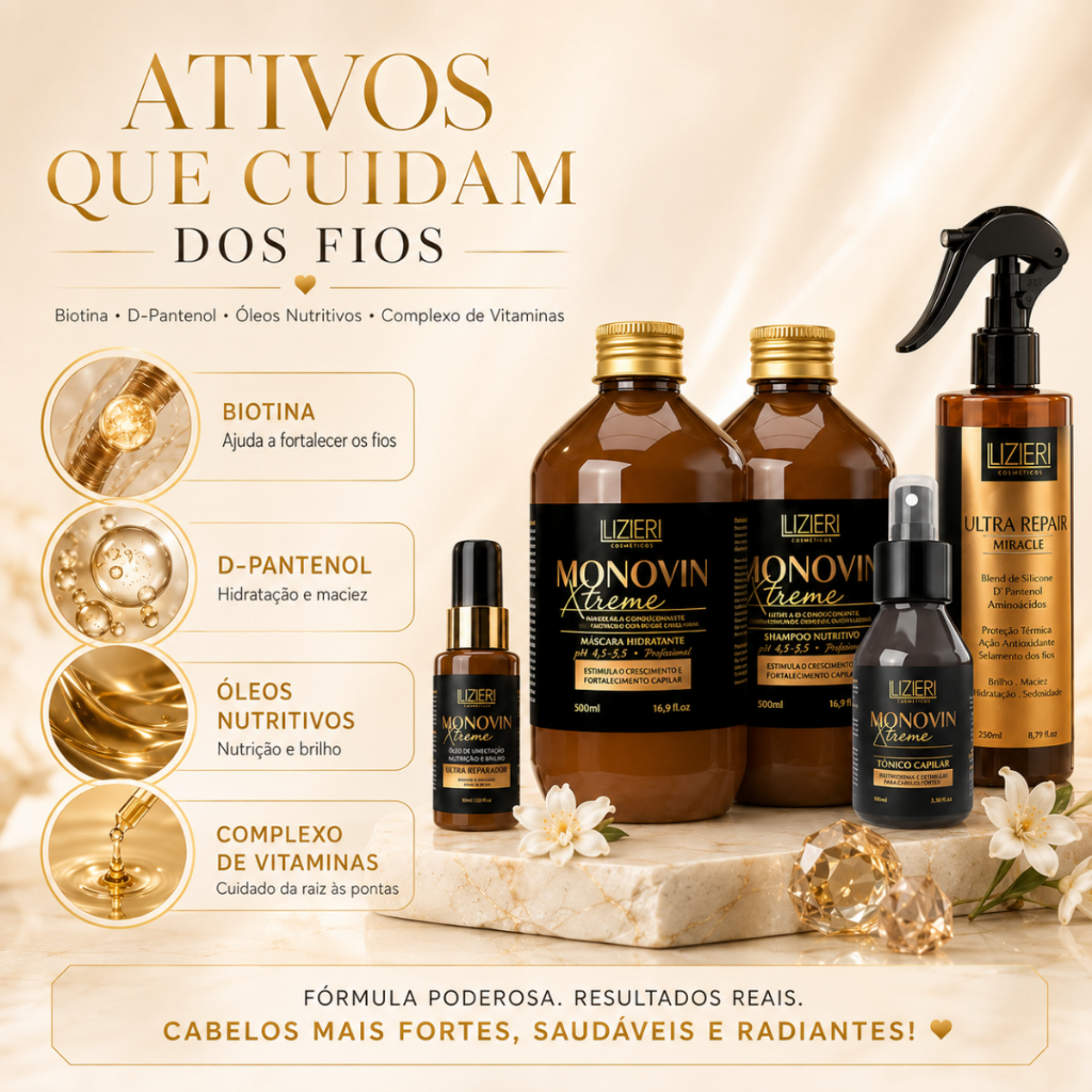 Kit Monovin Xtreme Shampoo Tônico Crescimento Capilar Acelerado