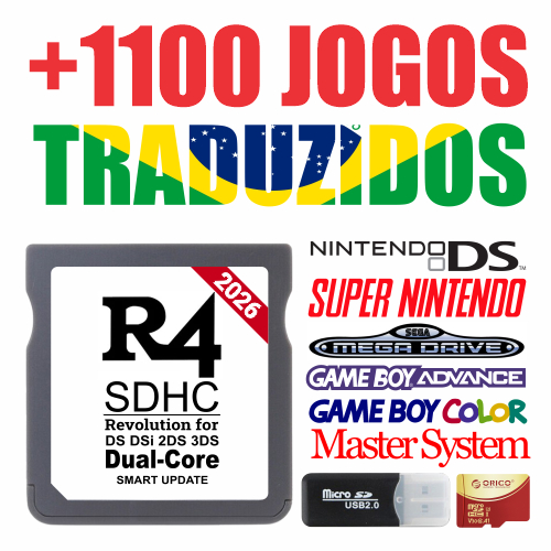 Cartão R4 2026 16gb - 1100 Jogos Traduzidos Brasil - Nintendo 3DS
