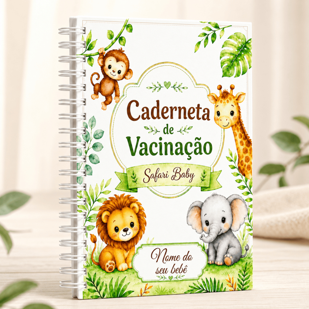 Caderneta da Criança (Vacinação) Safari Baby + Livrinho de Colorir | 50 Atividades Educativas Exclusivas