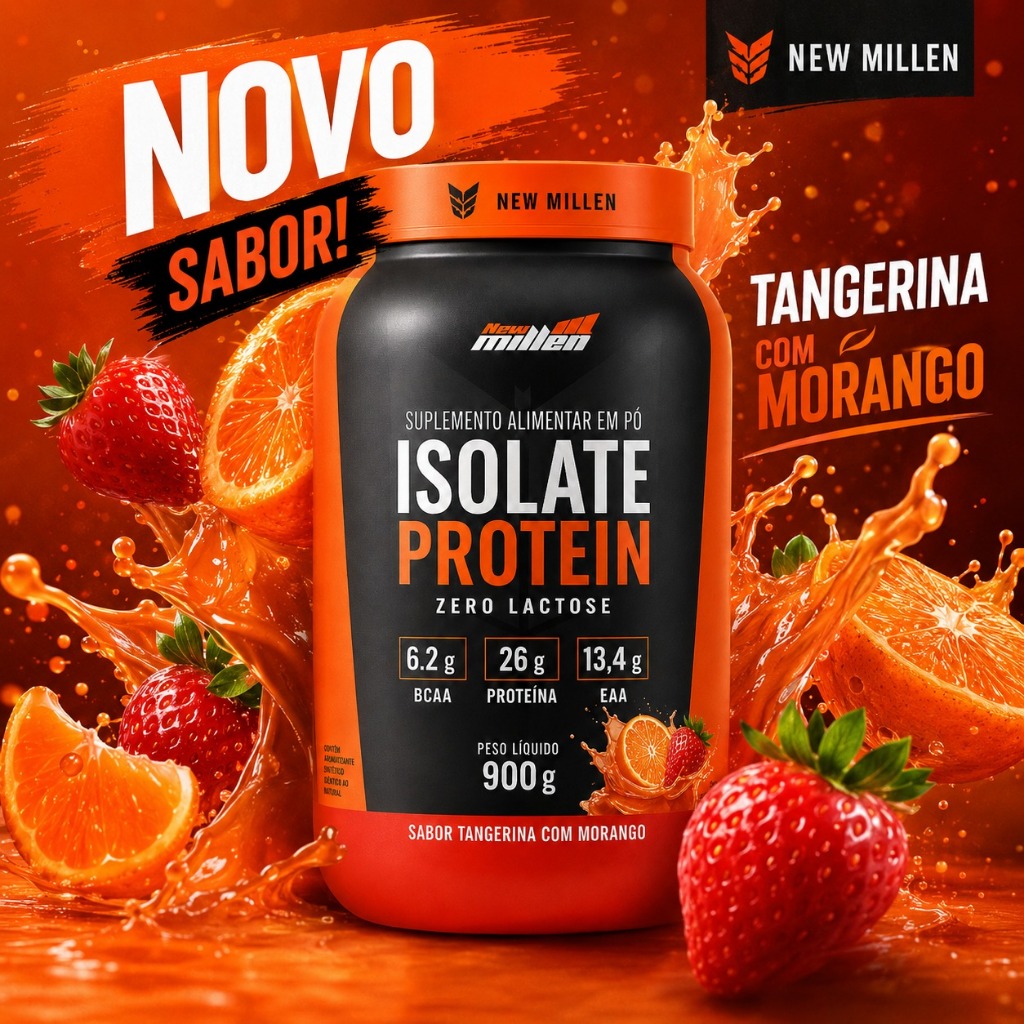 Whey Protein Isolado Zero Lactose Isolate Protein 900g New Millen - Proteína Bovina Isolada