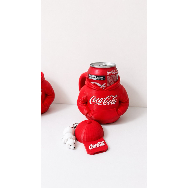 Porta Lata Moletom Coca Cola 350ml + Boné abridor de lata e