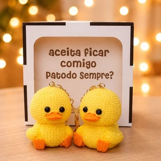 Kit Pato do Sempre com Caixa MDF e 2 Chaveiros - Presente Romântico para Namorado