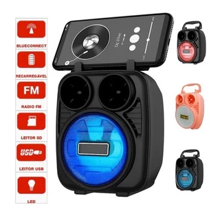 Mini Caixa de Som Bluetooth Potente LED Radio FM e USB