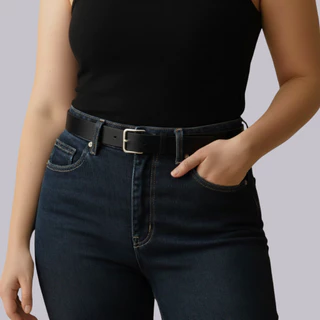 Cinto Feminino Couro Montana Fivela Prata Social Ajustável para Vestido Jeans e Calça - Nuvvi