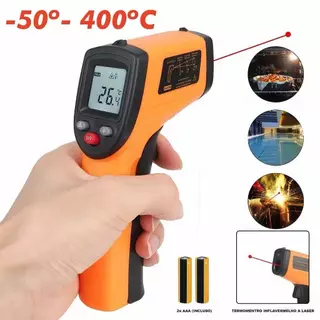 Termômetro Infravermelho Digital -50 a 400C Emissividade Ajustável Laser Profissional Culinário Automotivo
