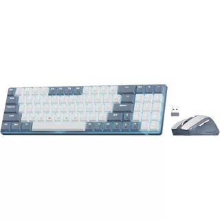 Kit Mouse e teclado mecânico sem fio Redragon BS-8772 GW Cinza e Branco