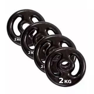 Kit 4 Anilhas (4x2 KG) Emborrachadas Revestidas Ideal para Treino em Casa e Academia