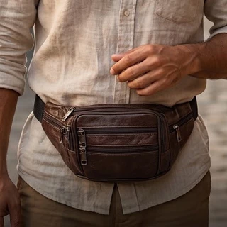 Pochete Feita De Couro Sintetico 7 Aberturas Legítimo Espaçosa Resistente Masculino e Feminino
