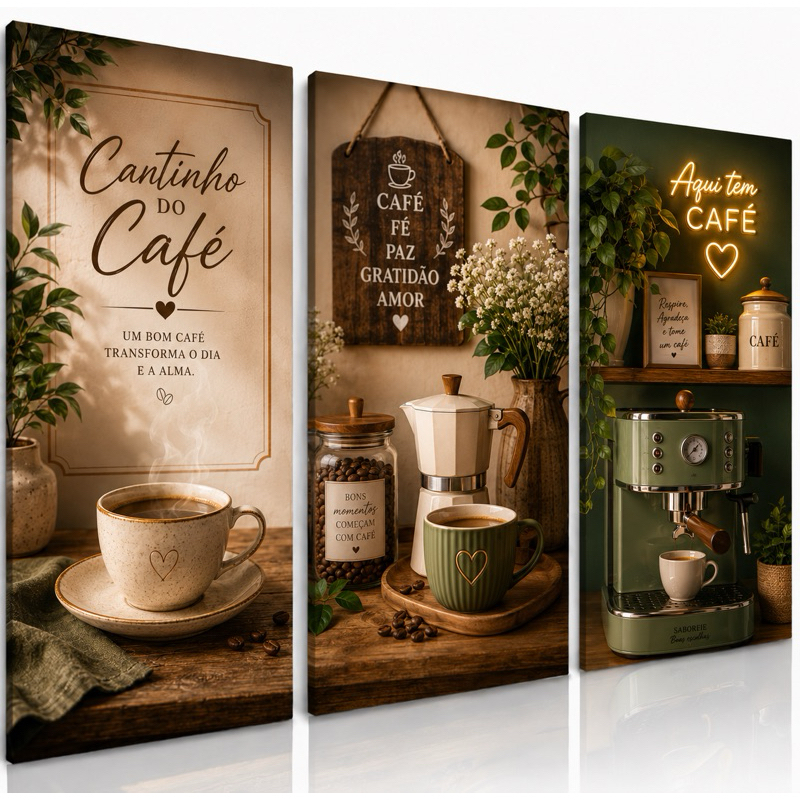 Kit Quadros Decorativos Cantinho do Café Cozinha Lanche Café Xícara Amo ...