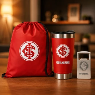 Mochila Saco + Copo Termico Time Internacional Personalizado Kit Presente Churrasco Cerveja Térmico Lembrancinha