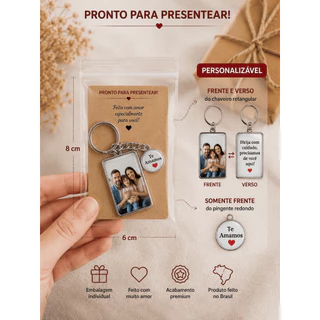 Chaveiro Personalizado Embalagem Pronta para Presente Casal Namorado Lembrança Presente Amigo Família